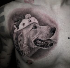 Realistic tattoo on chest