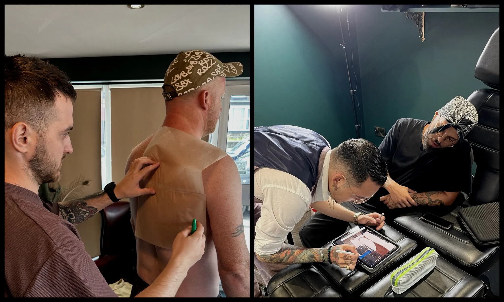 Professional tattoo artist preparing a sterile workstation at Inkredible Tattoo Studio Sheffield